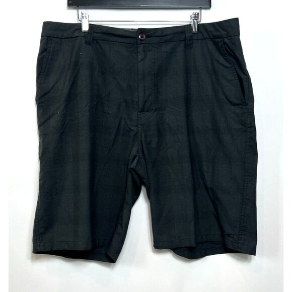 O'Neill Flat Front Shorts Black Blue Plaid Polyester Viscose Lightweight Size 38 - Picture 2 of 9